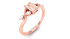 Emerald Cut Morganite and Diamond Solitaire Engagement Ring in Split Shank Morganite - ( AAA ) - Quality - Rosec Jewels