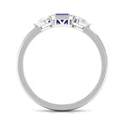 1 CT Blue Sapphire and Diamond Three Stone Ring in Bezel Setting Blue Sapphire - ( AAA ) - Quality - Rosec Jewels