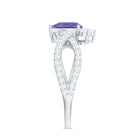 Pear Shape Tanzanite Solitaire Crossover Ring with Diamonds Tanzanite - ( AAA ) - Quality - Rosec Jewels