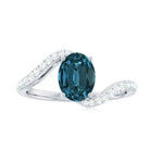 Oval Cut London Blue Topaz Solitaire Bypass Ring with Diamond London Blue Topaz - ( AAA ) - Quality - Rosec Jewels