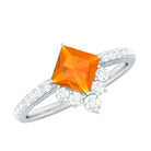 1.25 CT Designer Fire Opal and Diamond Engagement Ring Fire Opal - ( AAA ) - Quality - Rosec Jewels