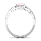 Princess Cut Rose Quartz Solitaire Engagement Ring with Diamond Rose Quartz - ( AAA ) - Quality - Rosec Jewels