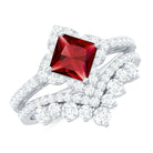 3.25 CT Designer Created Ruby and Moissanite Wedding Ring Set Lab Created Ruby - ( AAAA ) - Quality - Rosec Jewels