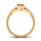 Heart Shape Natural Citrine Ring Set with Moissanite Citrine - ( AAA ) - Quality - Rosec Jewels