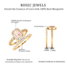 Emerald Cut Morganite and Diamond Designer Ring Set Morganite - ( AAA ) - Quality - Rosec Jewels