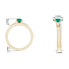 Oval Created Emerald Solitaire Ring Set with Diamond Lab Created Emerald - ( AAAA ) - Quality - Rosec Jewels