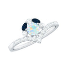 Designer Ethiopian Opal Engagement Ring with Blue Sapphire and Moissanite Ethiopian Opal - ( AAA ) - Quality - Rosec Jewels