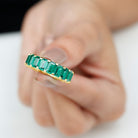 Octagon Cut Lab Grown Emerald Wide Eternity Band Ring Lab Created Emerald - ( AAAA ) - Quality - Rosec Jewels