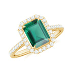 6X8 MM Lab Created Emerald Halo Engagement Ring With Moissanite Lab Created Emerald - ( AAAA ) - Quality - Rosec Jewels