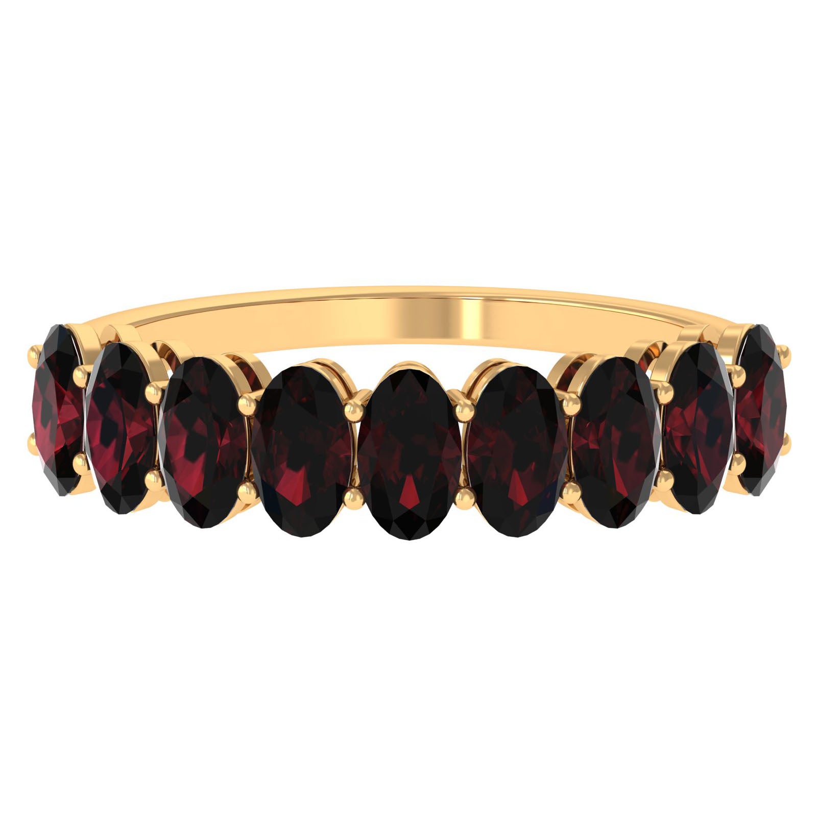 3X5 MM Oval Cut Garnet Half Eternity Ring Garnet - ( AAA ) - Quality - Rosec Jewels