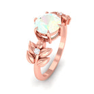 2 CT Floral Inspired Ethiopian Opal and Diamond Solitaire Engagement Ring Ethiopian Opal - ( AAA ) - Quality - Rosec Jewels