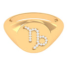 Certified CZ Zodiac Capricorn Signet Unisex Ring Zircon - ( AAAA ) - Quality - Rosec Jewels