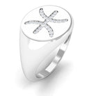 Certified Cubic Zirconia Pisces Zodiac Signet Ring Zircon - ( AAAA ) - Quality - Rosec Jewels