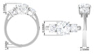 Meghan Markle Inspired Three Stone Moissanite Engagement Ring Moissanite - ( D-VS1 ) - Color and Clarity - Rosec Jewels