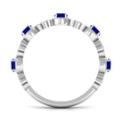 1 CT Floral Inspired Blue Sapphire and Diamond Half Eternity Ring Blue Sapphire - ( AAA ) - Quality - Rosec Jewels