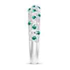 Round Created Emerald Semi Eternity Band Ring with Gold Filigree Details Lab Created Emerald - ( AAAA ) - Quality - Rosec Jewels