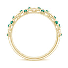 Round Created Emerald Semi Eternity Band Ring with Gold Filigree Details Lab Created Emerald - ( AAAA ) - Quality - Rosec Jewels