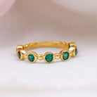 3/4 CT Created Emerald Stackable Ring with Beaded Details Lab Created Emerald - ( AAAA ) - Quality - Rosec Jewels