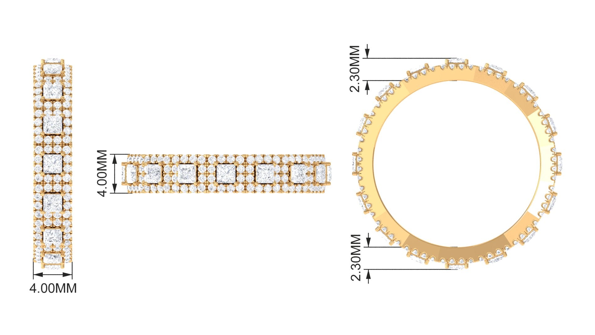 1.75 CT Certified Moissanite Designer Eternity Ring Moissanite - ( D-VS1 ) - Color and Clarity - Rosec Jewels