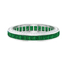 Created Emerald and Moissanite Wedding Band Ring Lab Created Emerald - ( AAAA ) - Quality - Rosec Jewels