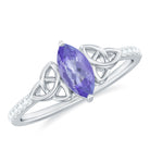 Marquise Tanzanite Solitaire Celtic Ring with Diamond Side Stones Tanzanite - ( AAA ) - Quality - Rosec Jewels