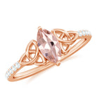 1 CT Marquise Cut Morganite Solitaire Ring with Diamond Side Stones and Celtic Details Morganite - ( AAA ) - Quality - Rosec Jewels