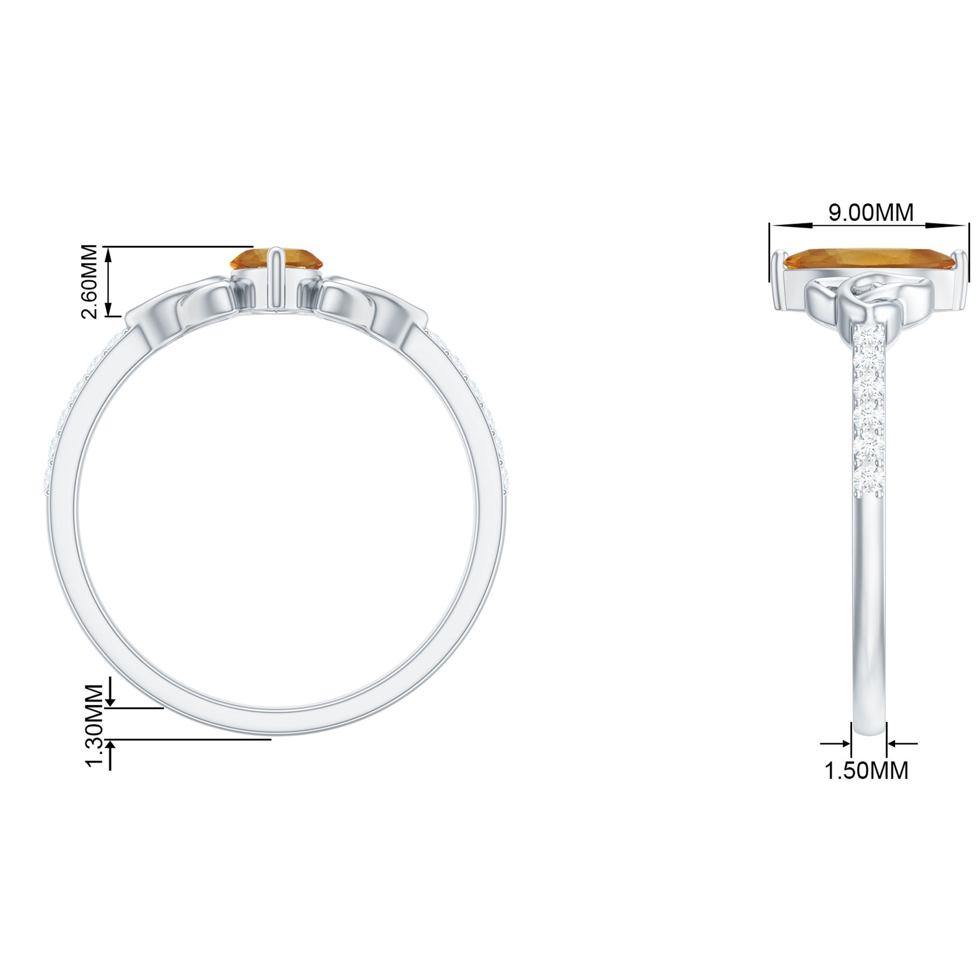 1 CT Marquise Cut Solitaire Citrine Celtic Knot Ring with Diamond Citrine - ( AAA ) - Quality - Rosec Jewels