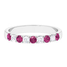 Pink Tourmaline and Diamond Nine Stone Band Ring Pink Tourmaline - ( AAA ) - Quality - Rosec Jewels