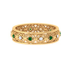 Lab Grown Emerald and Moissanite Celtic Wedding Band Ring Lab Created Emerald - ( AAAA ) - Quality - Rosec Jewels