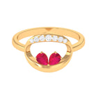 Pear Cut Ruby Toi et Moi Contemporary Ring with Diamond Ruby - ( AAA ) - Quality - Rosec Jewels