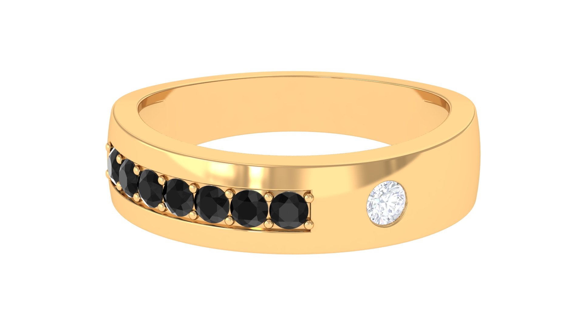 Moissanite and Lab Grown Black Diamond Wedding Band Lab Created Black Diamond - ( AAAA ) - Quality - Rosec Jewels