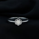 Real Diamond Solitaire Flower Ring with Miracle Plate Diamond - ( HI-SI ) - Color and Clarity - Rosec Jewels