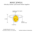 Oval Cut Created Yellow Sapphire and Diamond Classic Halo Ring Lab Created Yellow Sapphire - ( AAAA ) - Quality - Rosec Jewels