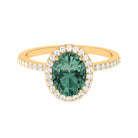 Oval Cut Created Green Sapphire and Diamond Halo Ring Lab Created Green Sapphire - ( AAAA ) - Quality - Rosec Jewels