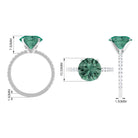 Created Green Sapphire Solitaire Engagement Ring with Diamond Lab Created Green Sapphire - ( AAAA ) - Quality - Rosec Jewels