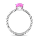 Pear Created Pink Sapphire Solitaire Engagement Ring Lab Created Pink Sapphire - ( AAAA ) - Quality - Rosec Jewels