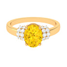 Created Yellow Sapphire Oval Engagement Ring with Diamond Accent Lab Created Yellow Sapphire - ( AAAA ) - Quality - Rosec Jewels