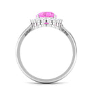 Pear Created Pink Sapphire and Diamond Halo Engagement Ring Lab Created Pink Sapphire - ( AAAA ) - Quality - Rosec Jewels