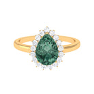 Created Green Sapphire and Moissanite Halo Teardrop Ring Lab Created Green Sapphire - ( AAAA ) - Quality - Rosec Jewels