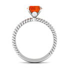 Oval Solitaire Created Orange Sapphire Ring with Surprise Diamond Lab Created Orange Sapphire - ( AAAA ) - Quality - Rosec Jewels