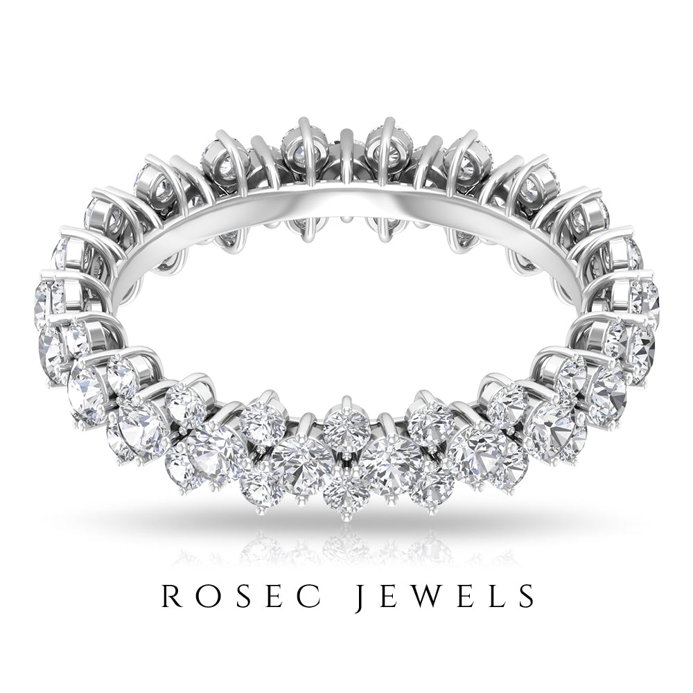 3.5 CT Zircon Cluster Eternity Ring in Prong Setting Zircon - ( AAAA ) - Quality - Rosec Jewels