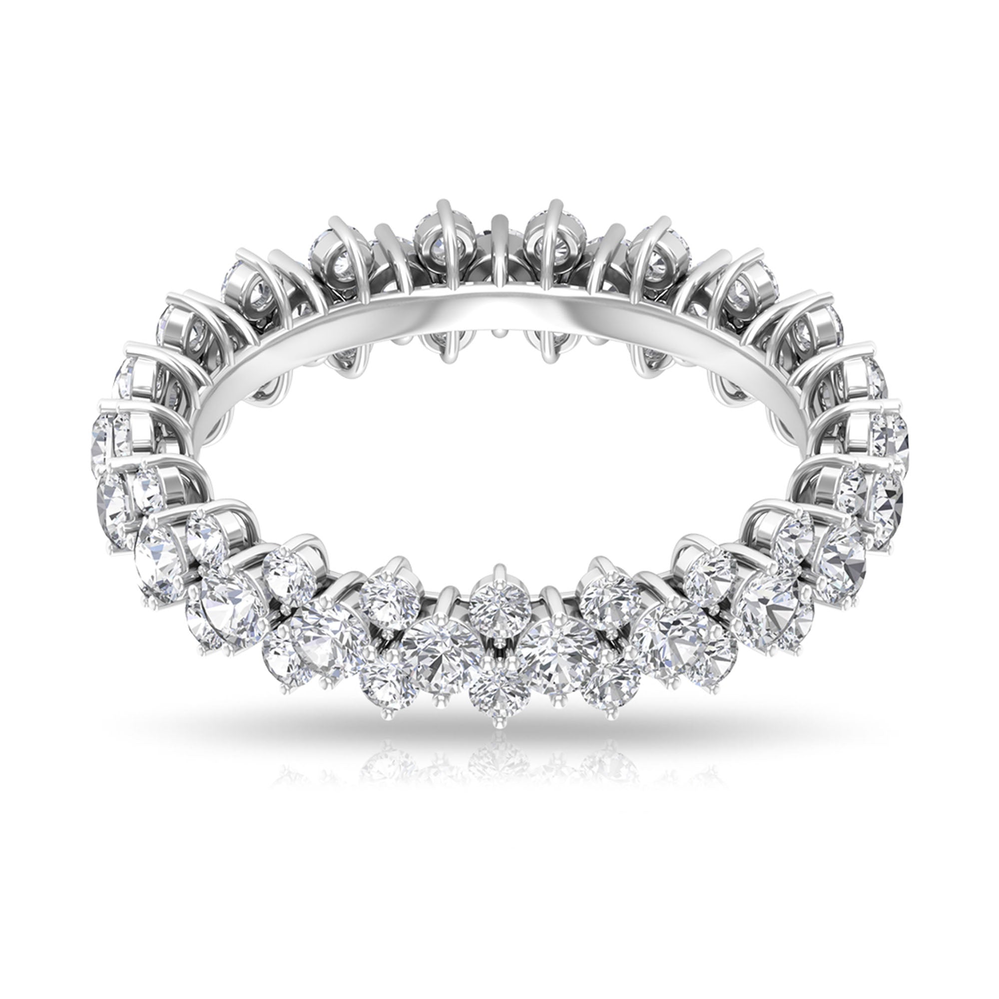 3.5 CT Zircon Cluster Eternity Ring in Prong Setting Zircon - ( AAAA ) - Quality - Rosec Jewels