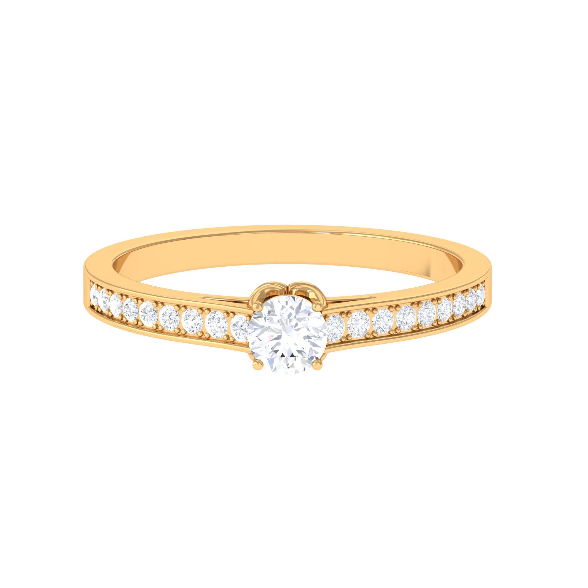 Minimal Round Diamond Promise Ring Diamond - ( HI-SI ) - Color and Clarity - Rosec Jewels