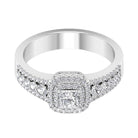 Zircon Double Halo Engagement Ring Zircon - ( AAAA ) - Quality - Rosec Jewels