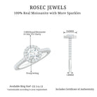 1 CT Classic Moissanite Halo Engagement Ring Moissanite - ( D-VS1 ) - Color and Clarity - Rosec Jewels