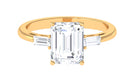 Certified Moissanite Emerald Cut Solitaire Engagement Ring Moissanite - ( D-VS1 ) - Color and Clarity - Rosec Jewels