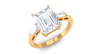 Certified Moissanite Emerald Cut Solitaire Engagement Ring Moissanite - ( D-VS1 ) - Color and Clarity - Rosec Jewels