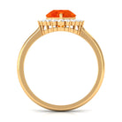 Pear Cut Created Orange Sapphire and Diamond Halo Engagement Ring Lab Created Orange Sapphire - ( AAAA ) - Quality - Rosec Jewels