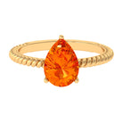 Pear Cut Created Orange Sapphire Solitaire Engagement Ring Lab Created Orange Sapphire - ( AAAA ) - Quality - Rosec Jewels