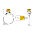 Lab Grown Yellow Sapphire Bypass Engagement Ring with Diamond Lab Created Yellow Sapphire - ( AAAA ) - Quality - Rosec Jewels